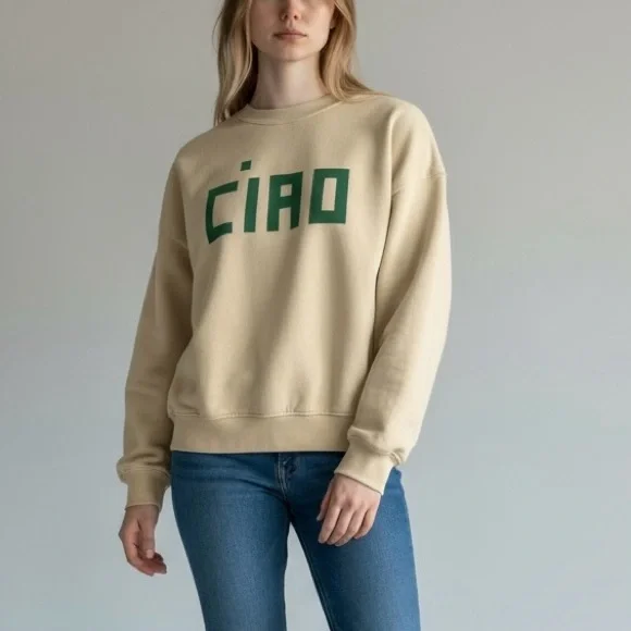 Claire V Le Drop Sweatshirt Women Large in Oat Soft Yellow - Picture 1 of 10